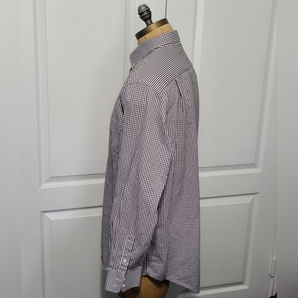 Tasso Elba Shirt Men's XL Brown Checkered Button Down Long Sleeve Shirt - Picture 4 of 10